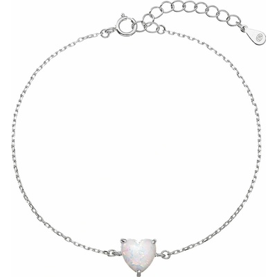 PAVONA Strieborný náramok so syntetickým opálom biele srdce 13088.1 white