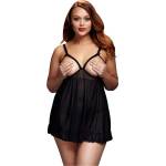 Baci - плюс размер babydoll с отворен дизайн и точки - черен (XL-XXL) - desirel