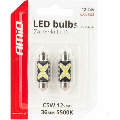 AMIO LED žiarovky Festoon CANBUS 12/24 V SV 36 mm číre, 2 ks 9901578