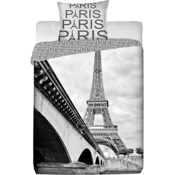 Jerry Fabrics Obliečky Paríž černobielá bavlna 140x200 70x90