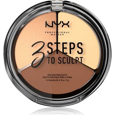 NYX Professional Makeup 3 Steps To Sculpt контурираща палитра за лице цвят 02 Light 15 гр