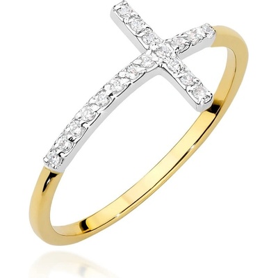 Blink-Blink Zlatý prsteň s krížikom s diamantami 1685ZDB