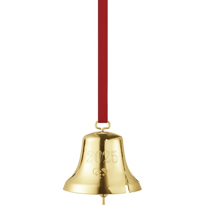 Georg Jensen Pozlacená vánoční ozdoba Bell 2025 sběratelská edice, zlatá barva, kov, textil
