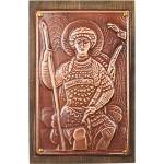  МЕДНА ИКОНА ЗА ЗАЩИТА СВЕТИ ГЕОРГИ НА ТРОН