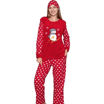 Дамска коледна пижама със снежен човек и сърчица