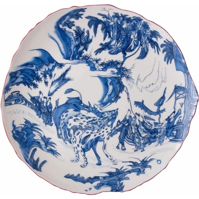 Seletti Jedálenský tanier DIESEL CLASSICS ON ACID BLUE CHINOISERIE 28 cm modrý porcelán