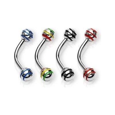 Šperky4U piercing do obočí s proužky OB01130-AB