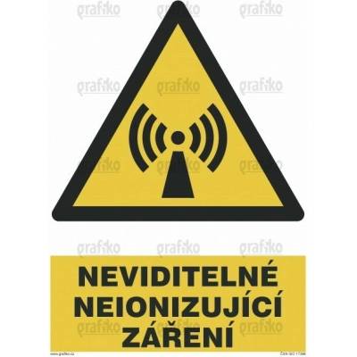 Grafiko | Neonizující záření - Text obrázku Neviditelné neonizující záření, Materiál Hliník, Rozměr 297x210mm