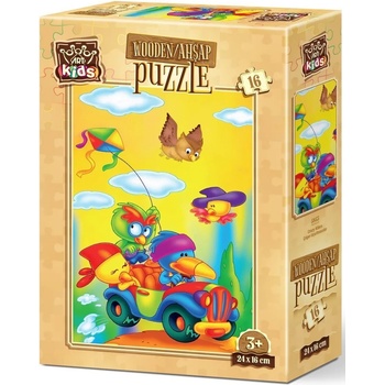 Image 1 of Art Puzzle Дървен пъзел Art Puzzle от 16 части - Приключението на птиците (5853)