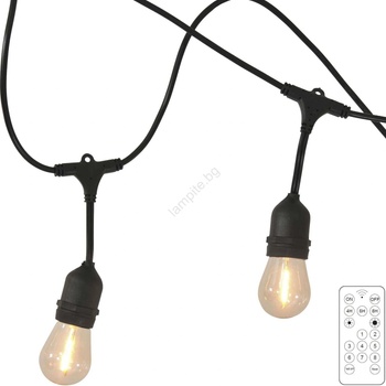 Polux LED соларен външен гирлянд PARTY 10xE27/3, 7V 10 м IP44 + ДУ (SA2123)