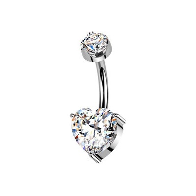 Šperky4U Luxusní piercing do pupíku s Moissanity 2.50ct, TITAN - TM002
