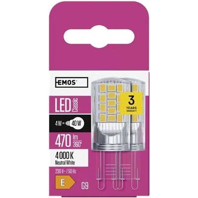 Emos lED žárovka Classic JC 4W G9 neutrální bílá, 2 ks