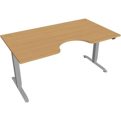 Hobis Office Pro psací stůl Motion MS ERGO 2 Šířka: 160 cm, Barva desky: buk, Barva kovu: šedá RAL 9006 Šířka 120-180 cm / 27 barevných variant