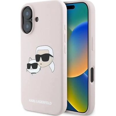 KARL LAGERFELD силиконов кейс Heads Print MagSafe за iPhone 16 Plus - розов (3666339319571)