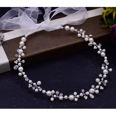 Naishide Jewelry Elegantní ručně vyrobený stříbrný opasek s krystaly a perličkami