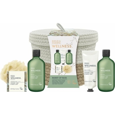 Baylis & Harding Wellness mlieko do kúpeľa 300 ml + sprchový gél 300 ml + telové mlieko 130 ml + tuhé mydlo 150 g + huba na umývanie 1 ks kozmetická sada