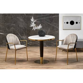 Halmar Кръгла маса morata бял мрамор / черно, златно