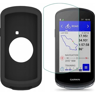 SET pre GARMIN EDGE 1040 1x puzdro Silikónové puzdro čierne + TVRDENÉ SKLO