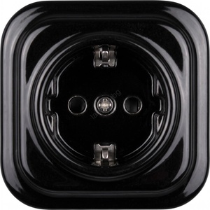 Elhard - Керамична ретро домашна розетка с рамка SCHUKO 230V, черна (EF0032N)