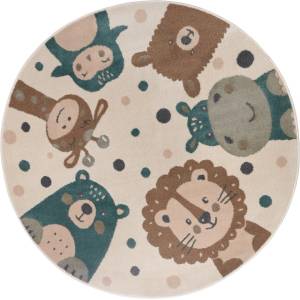Hanse Home Бежов детски килим ø 140 cm Animal Party - Hanse Home (105968-140)
