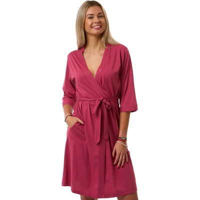 Dámský župan malinový lehký bavlněný krátký župan s páskem 1G0736 růžová – Zboží Dáma