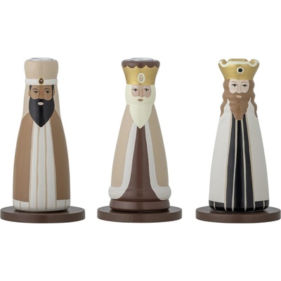 Bloomingville Drevený vianočný svietnik Betiel – set 3 ks