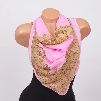 Image 1 of Розов шал с красиви бежови орнаменти