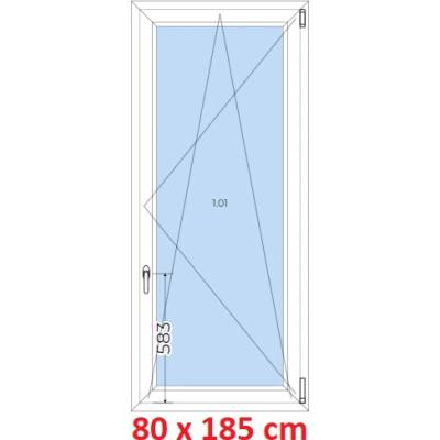 Soft Plastové okno 800 x 1850 mm, otevíravé a sklopné, Antracit struktura/Antracit struktura
