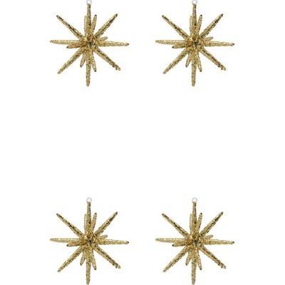 House Doctor Vánoční ozdoba Spike Large Brown Glitter set 4 ks zlatá barva sklo