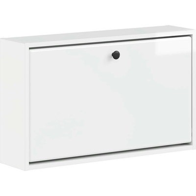 vidaXL Стенно шкафче за обувки BREDA 71 x 17 x 43 см Бял гланц (897509)