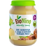 BioNino Био пюре BioNino - Зеленчуци с елда и телешко, 8 м+, 190 g (BN2393) - baby