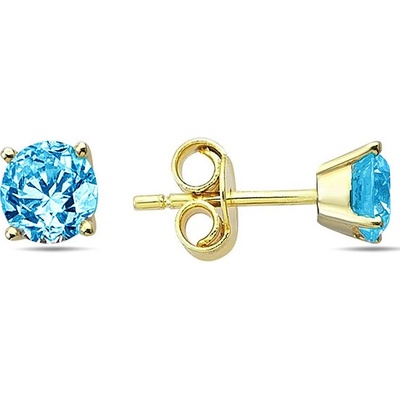 Lillian Vassago Zlaté náušnice so zirkónom vo farbe akvamarínu 5 mm, na puzetu LLV98-GER169P Žltá