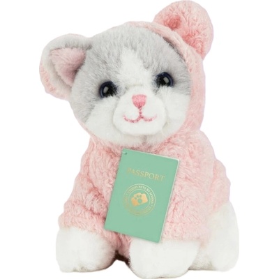 Studio Pets Плюшена играчка Studio Pets - Коте с куфарче, паспорт и стикери, 8 cm (6531)