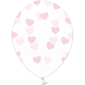 PartyDeco Балон - Прозрачен с розови сърца