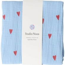 Studio Noos Swaddle zavinovačka Print Large Light Blue Hearts