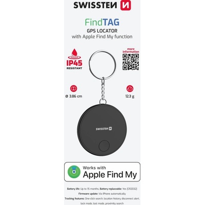 Swissten Find Tag s funkciou Apple Find My (20114001) čierny