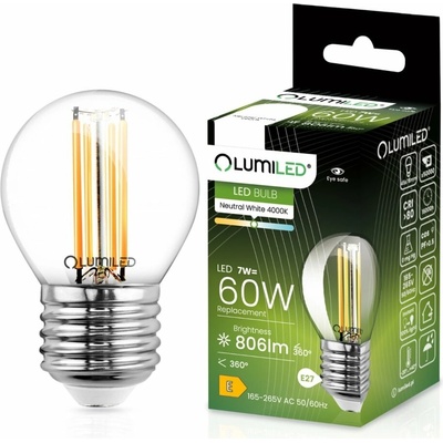 Lumiled LED žiarovka E27 P45 Filament 7W = 60W 806lm 4000K Neutral 360°
