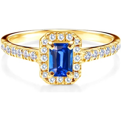 SAVICKI Годежен пръстен savicki: жълто злато, син сапфир