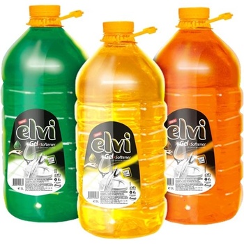 Elvi Препарат за миене на съдове Gel + Softener, лимон, 5 L