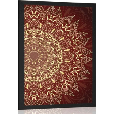 Plakát zlatá Mandala na bordóvém pozadí - 20x30 black