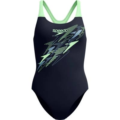 Speedo Дамски бански костюм Speedo Women's Medley Logo Medalist One Piece Swimsuit - Anthracite/Pale Clover - размер 44 (EU) (150-6093-0217)