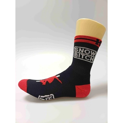 SNOWBITCH Socks Crew Black Red BLACK-RED