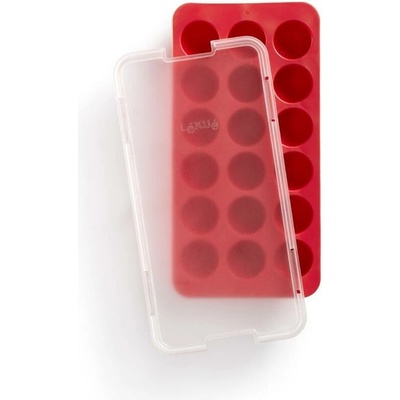 Lékué Silikónová forma na ľad Round Ice Cube Tray 18 kociek červená