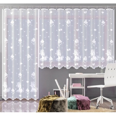 Hotová záclona alebo balkónový komplet, Jednorožec, biela 220 x 120 cm