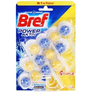 Bref Power Aktiv WC Blok So 4 Funkciami s vôňou Citrónu 3 x 50 g