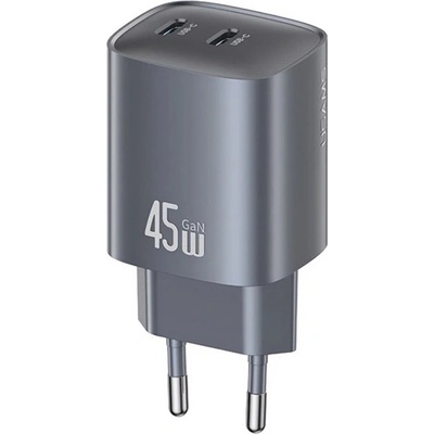 USAMS Зарядно устройство USAMS за захранване от мрежата, 2 гнезда Type-C, 45 W, бързо зарядно устройство PD 3.0, кафяво CC305TC01 (CC305TC01)