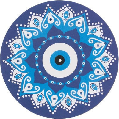 Кръгла дървена лятна подложка за чаша с дизайн мандала с око