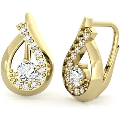 Couple, Elegantní náušnice Tear, žluté zlato se zirkony, 585-66-3-0339.0Z00.0.00.001.08