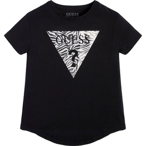 GUESS Черна тениска с къс ръкав за момиче с цветно лого Guess