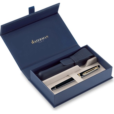 Parker Waterman Expert Black GT plnicí pero dárková sada s koženým pouzdrem 1507/1951680